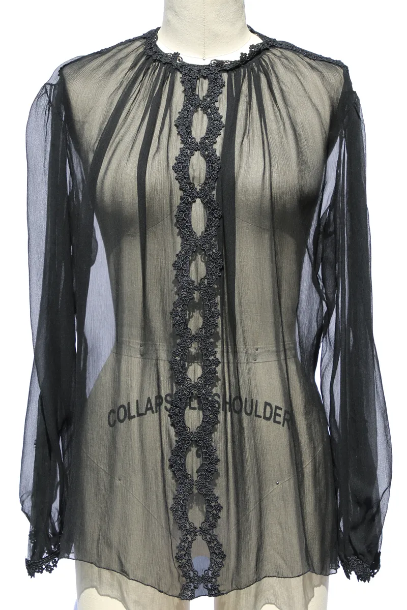 Sheer Crinkled Chiffon Blouse