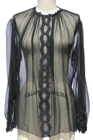 Sheer Crinkled Chiffon Blouse