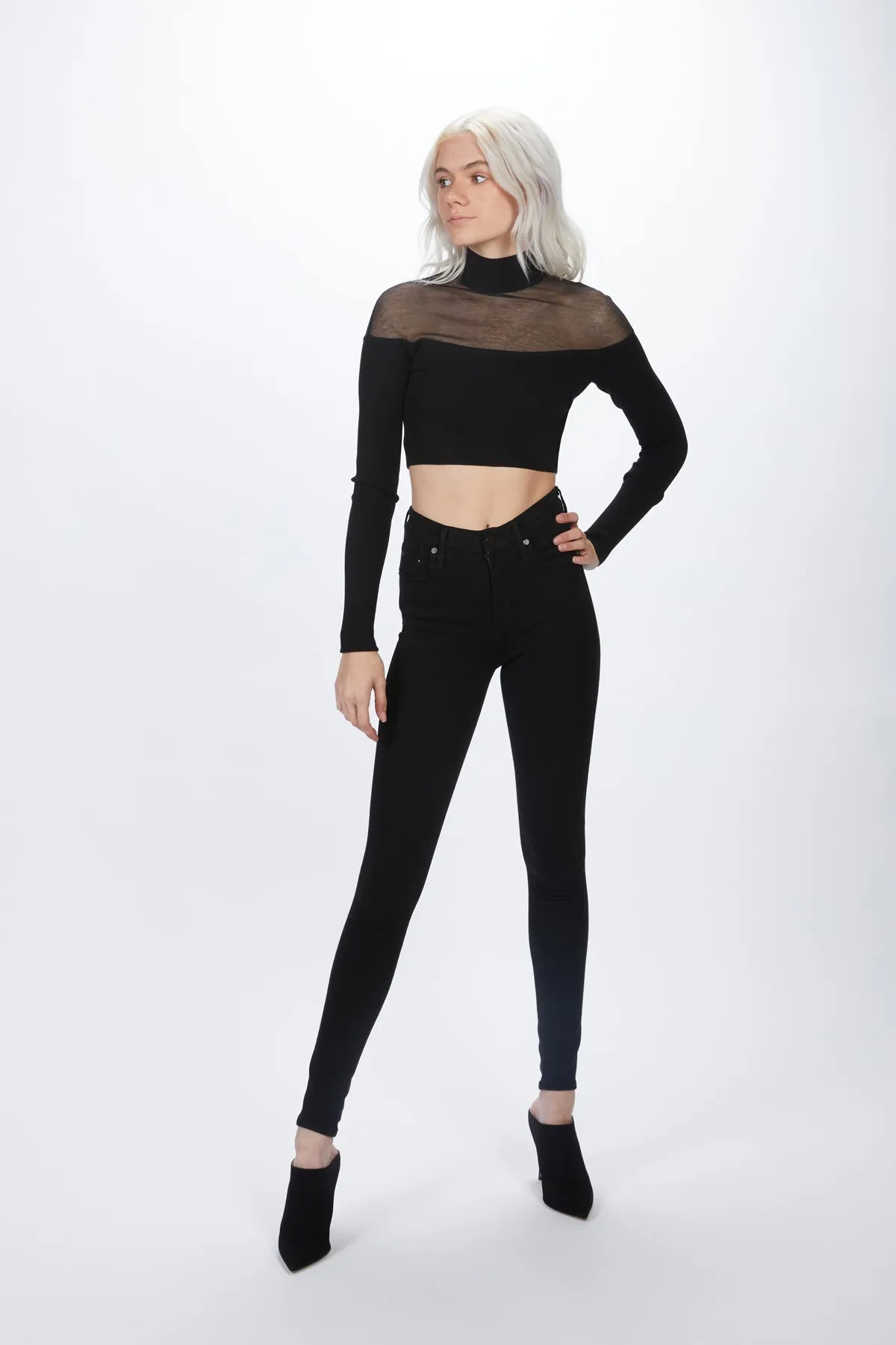 SHEER CROP KNIT TOP