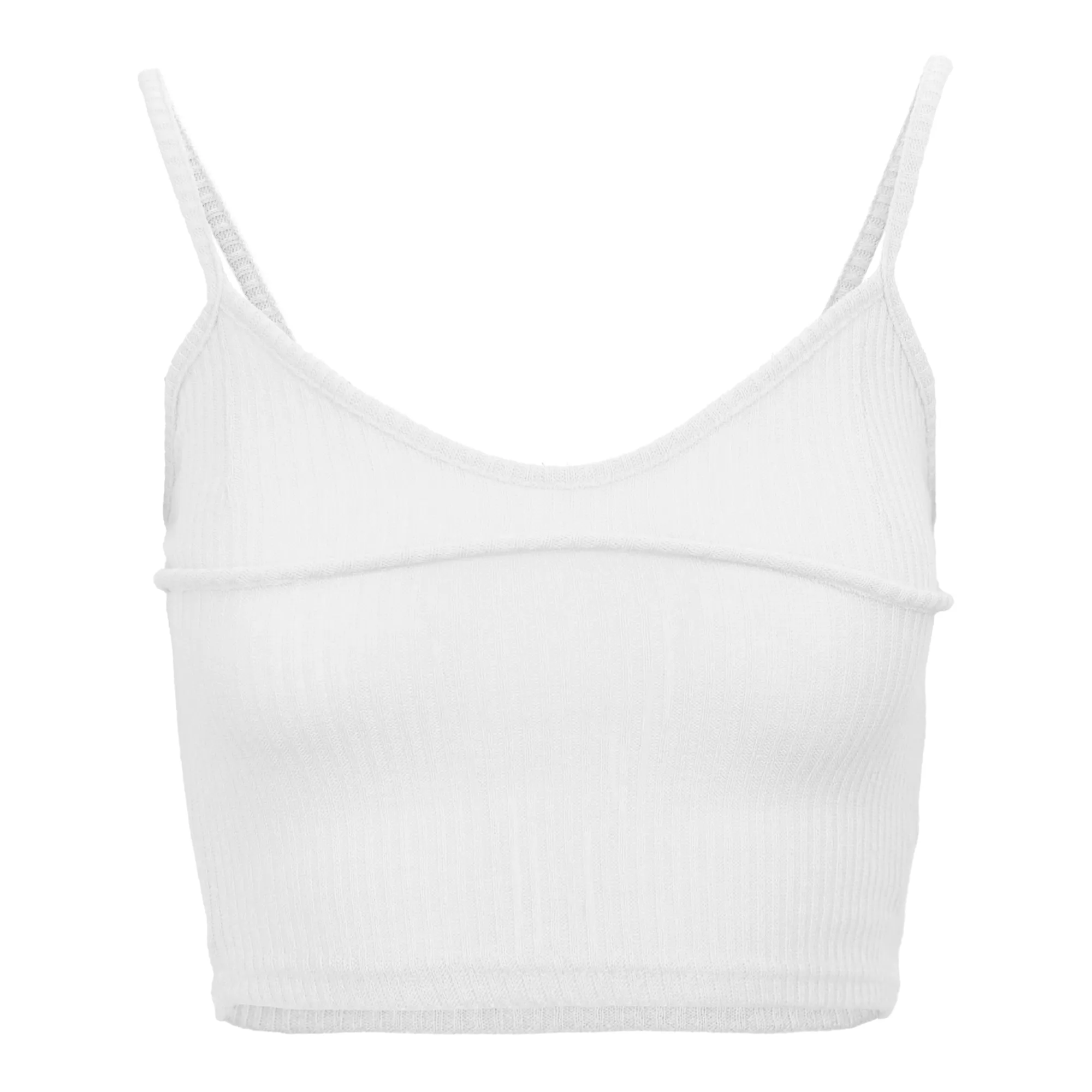 Shoulder String Ribbed Knit Crop Top