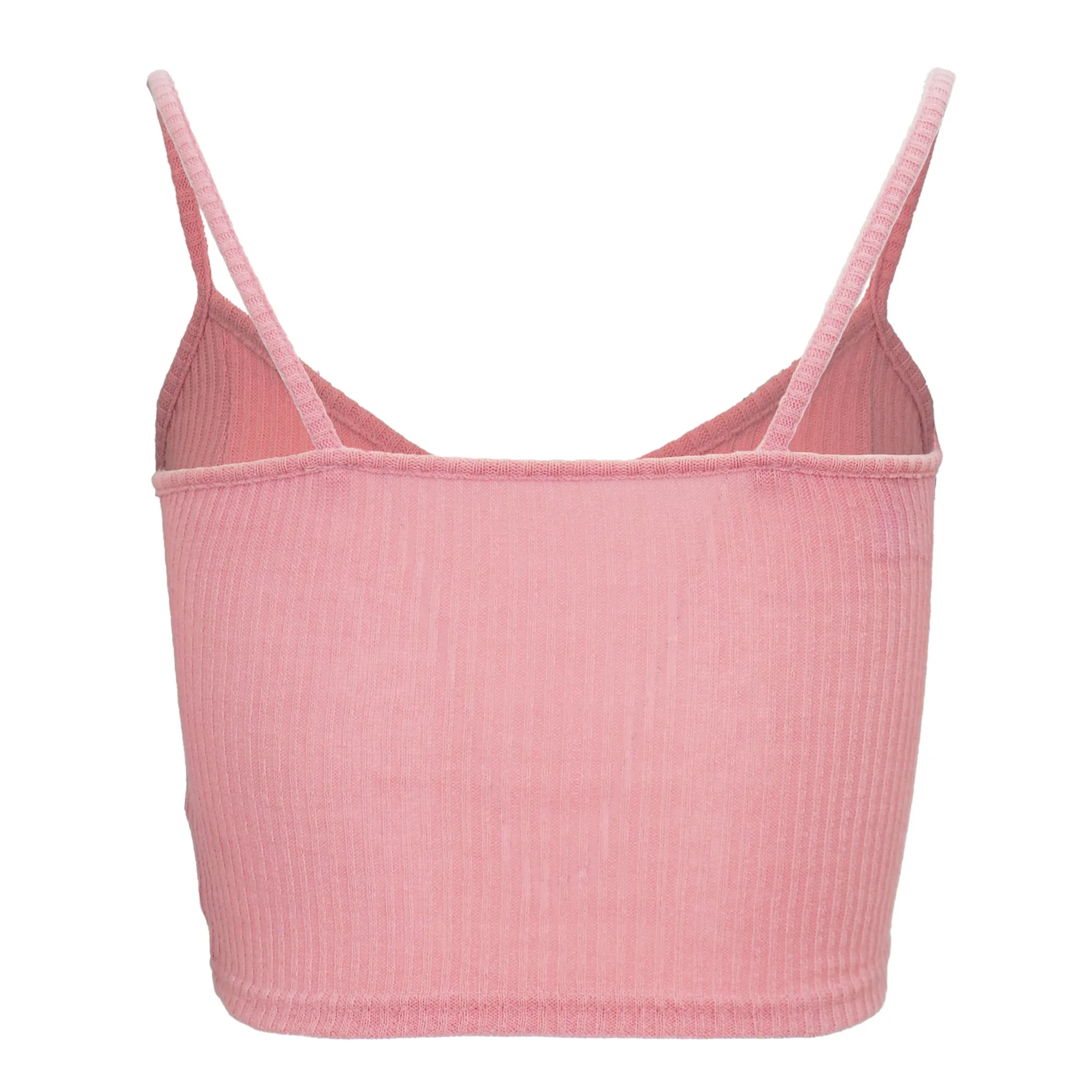 Shoulder String Ribbed Knit Crop Top
