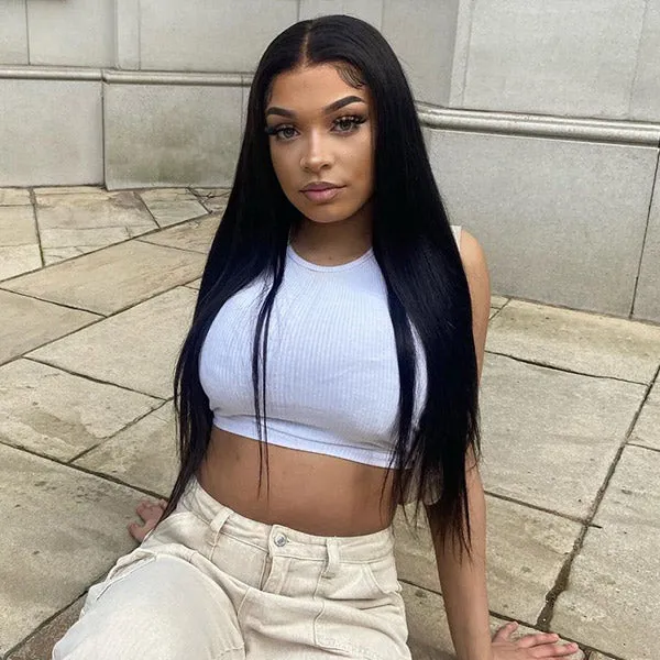 Silk Straight Pre Bleached Knots Lace Front Wigs 13x4 13x6 Lace Wigs 100% Human Hair