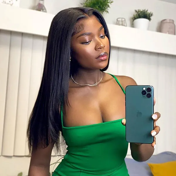 Silk Straight Pre Bleached Knots Lace Front Wigs 13x4 13x6 Lace Wigs 100% Human Hair