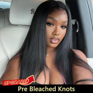 Silk Straight Pre Bleached Knots Lace Front Wigs 13x4 13x6 Lace Wigs 100% Human Hair