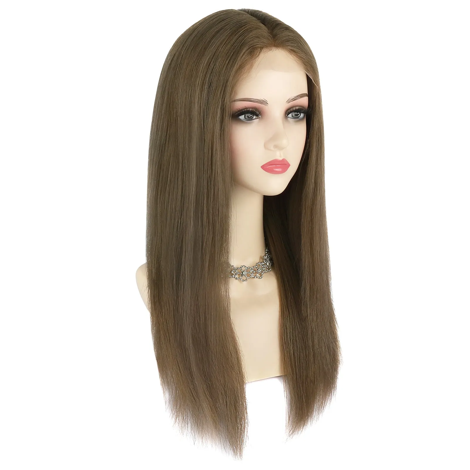 Silk Top Lace Front Wig 100% Virgin Human Hair Highlights Color 10/50#