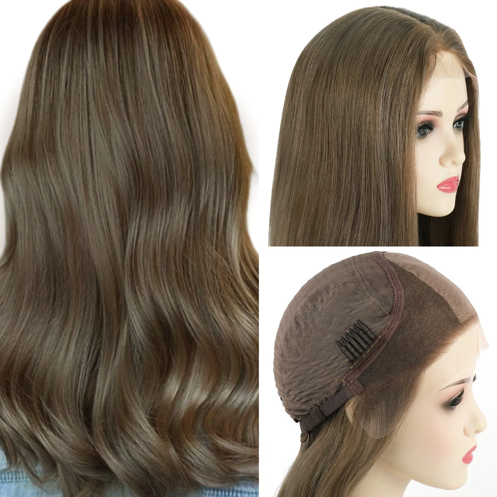 Silk Top Lace Front Wig 100% Virgin Human Hair Highlights Color 10/50#