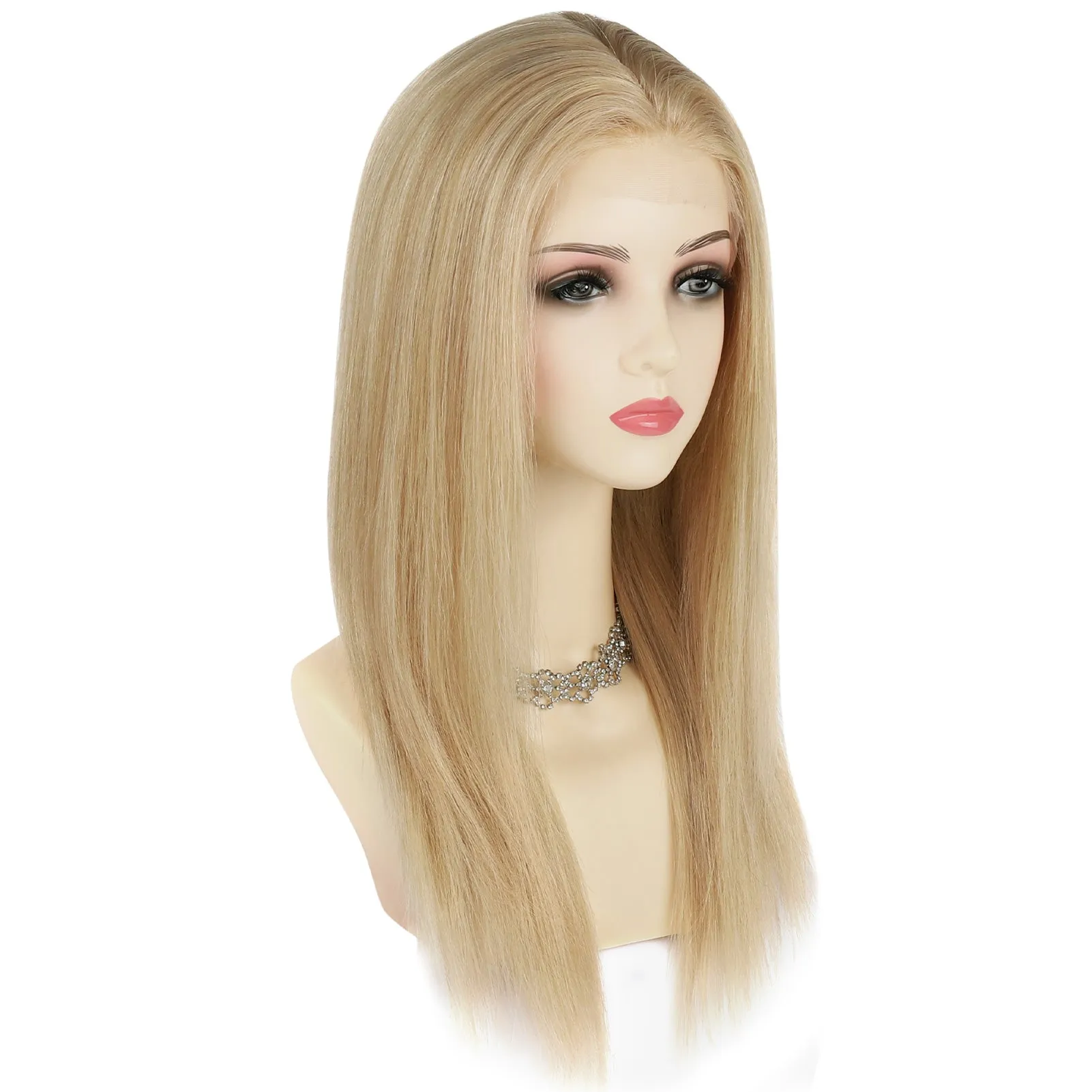 Silk Top Lace Front Wig 100% Virgin Human Hair Highlights Color P8/16#