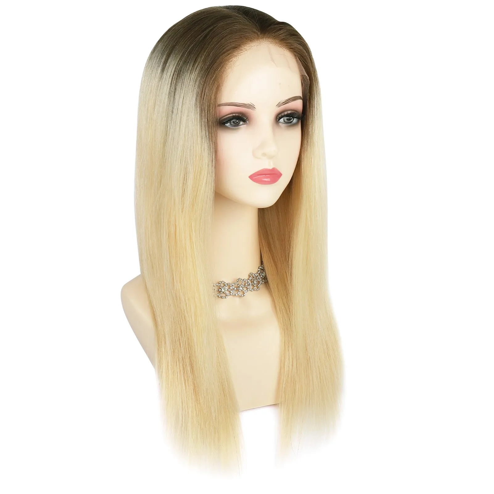 Silk Top Lace Front Wig 100% Virgin Human Hair Ombre Color T4/60#