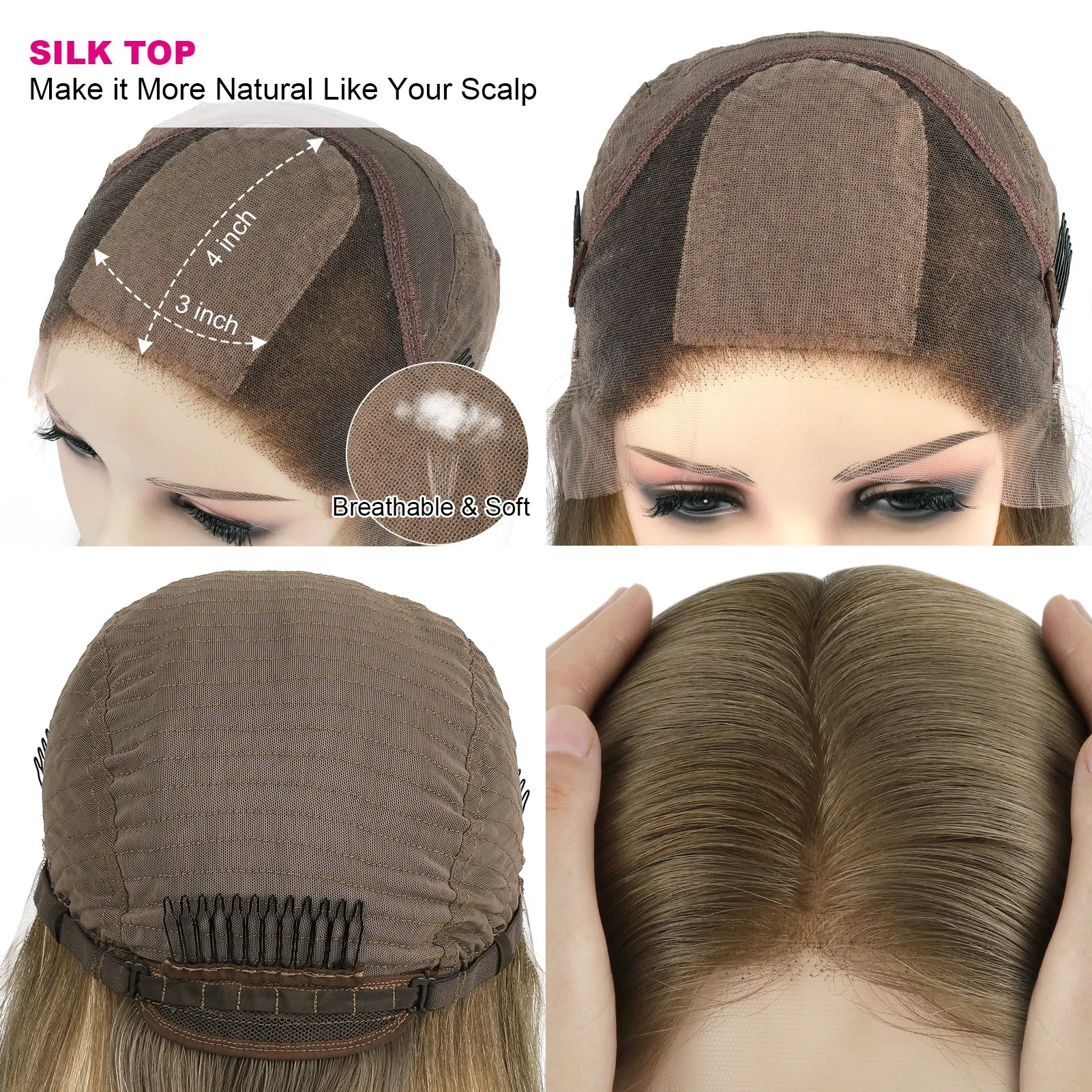 Silk Top Lace Front Wig 100% Virgin Human Hair Ombre Color T4/60#