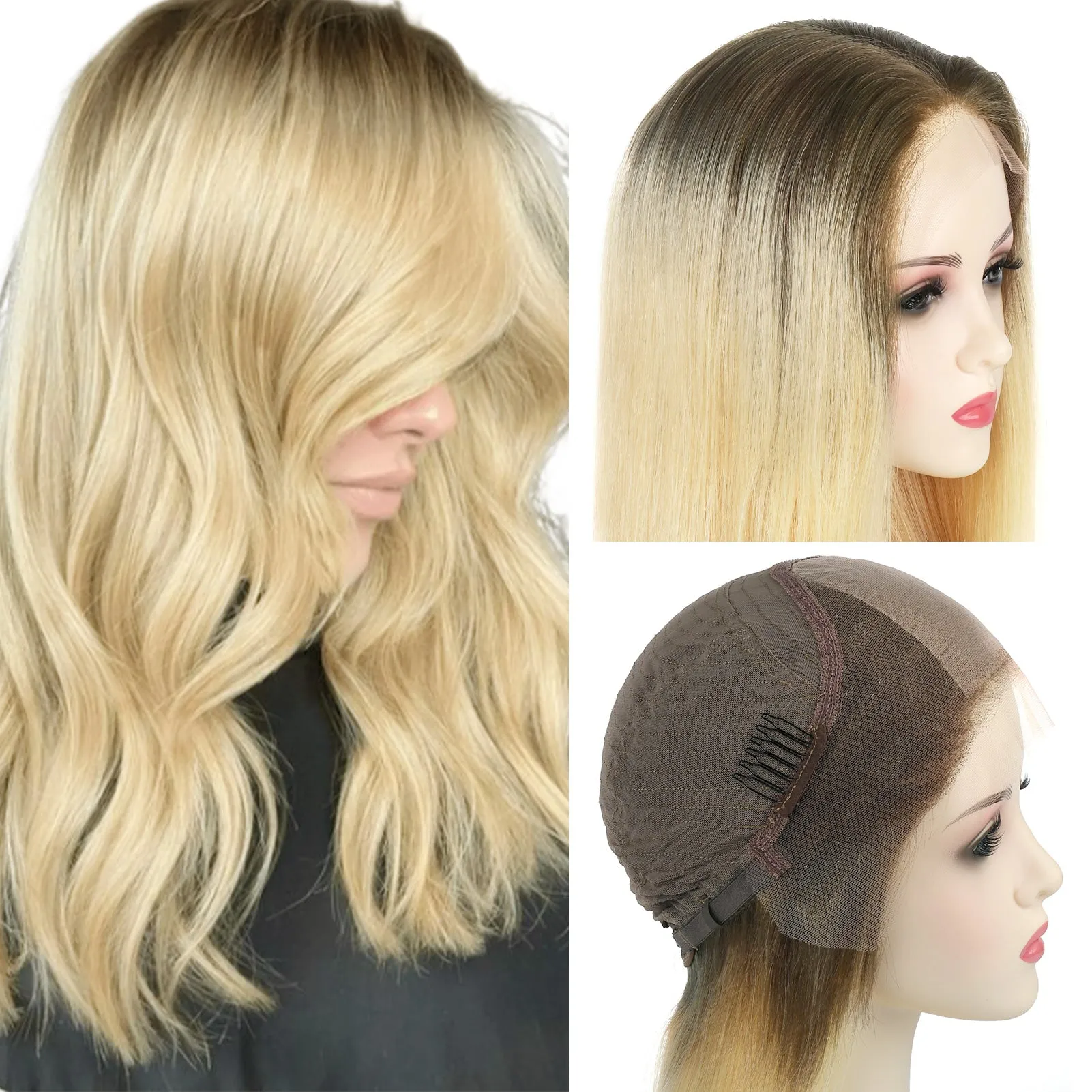 Silk Top Lace Front Wig 100% Virgin Human Hair Ombre Color T4/60#