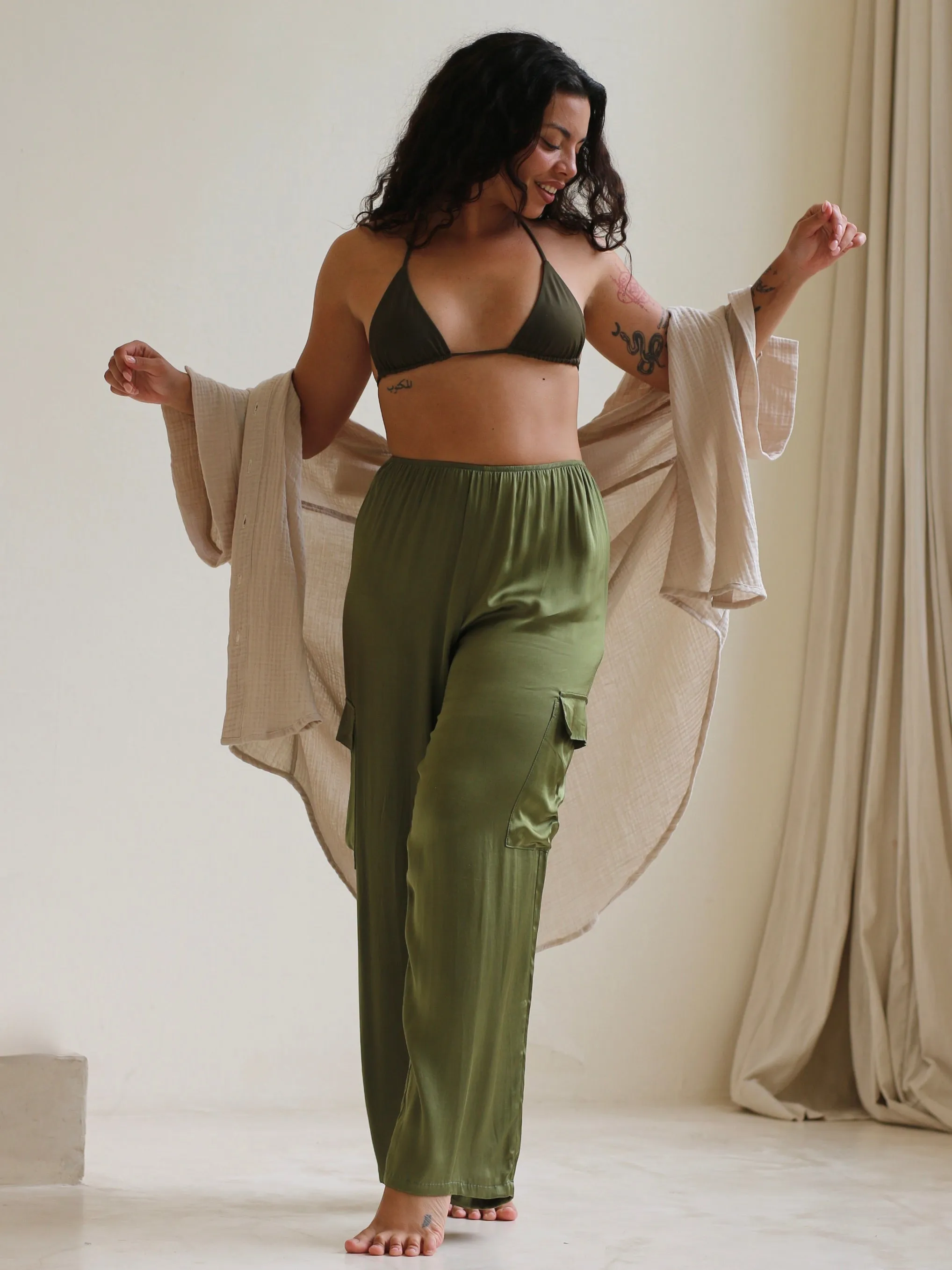 Silky Cargo Pants