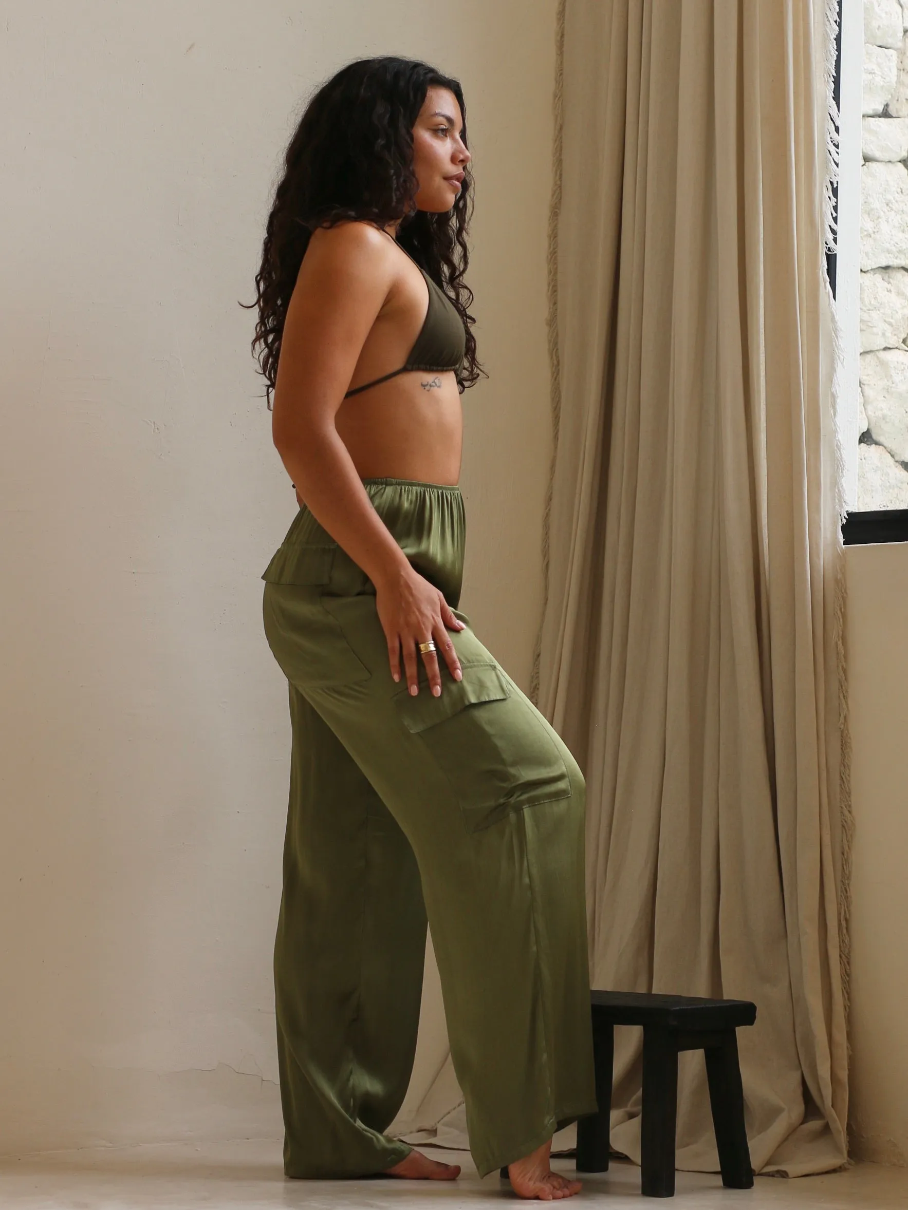 Silky Cargo Pants