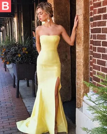 Simple Red Long Cheap Mermaid Strapless Prom Dresses Online, TYP1842