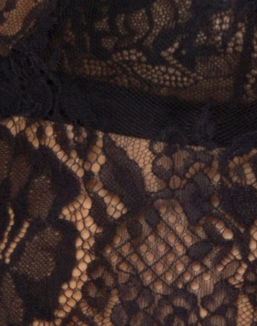 Sinhor Crop Top in Lace Black