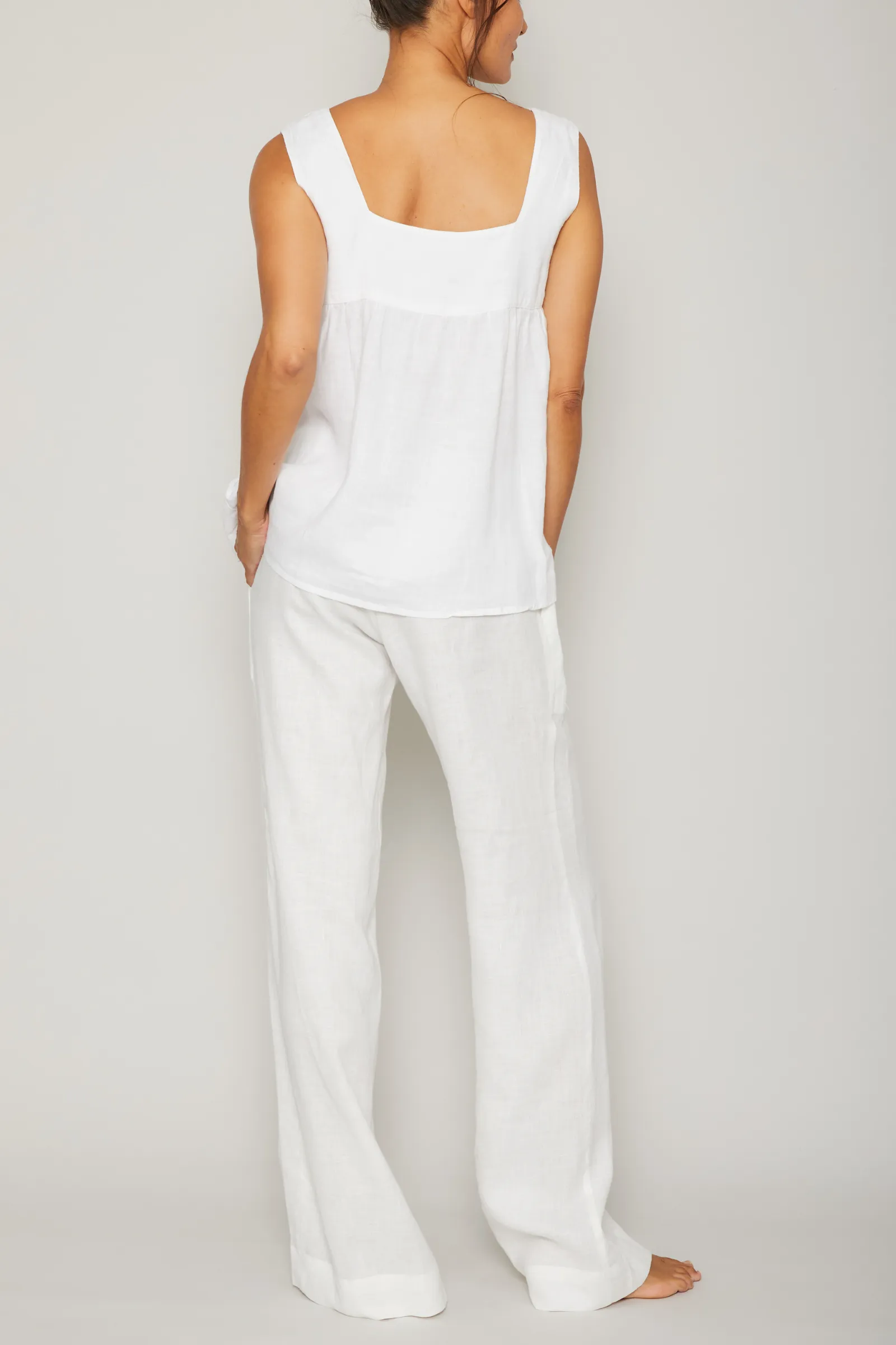 Sleeveless Square Neck Linen Lounge Set