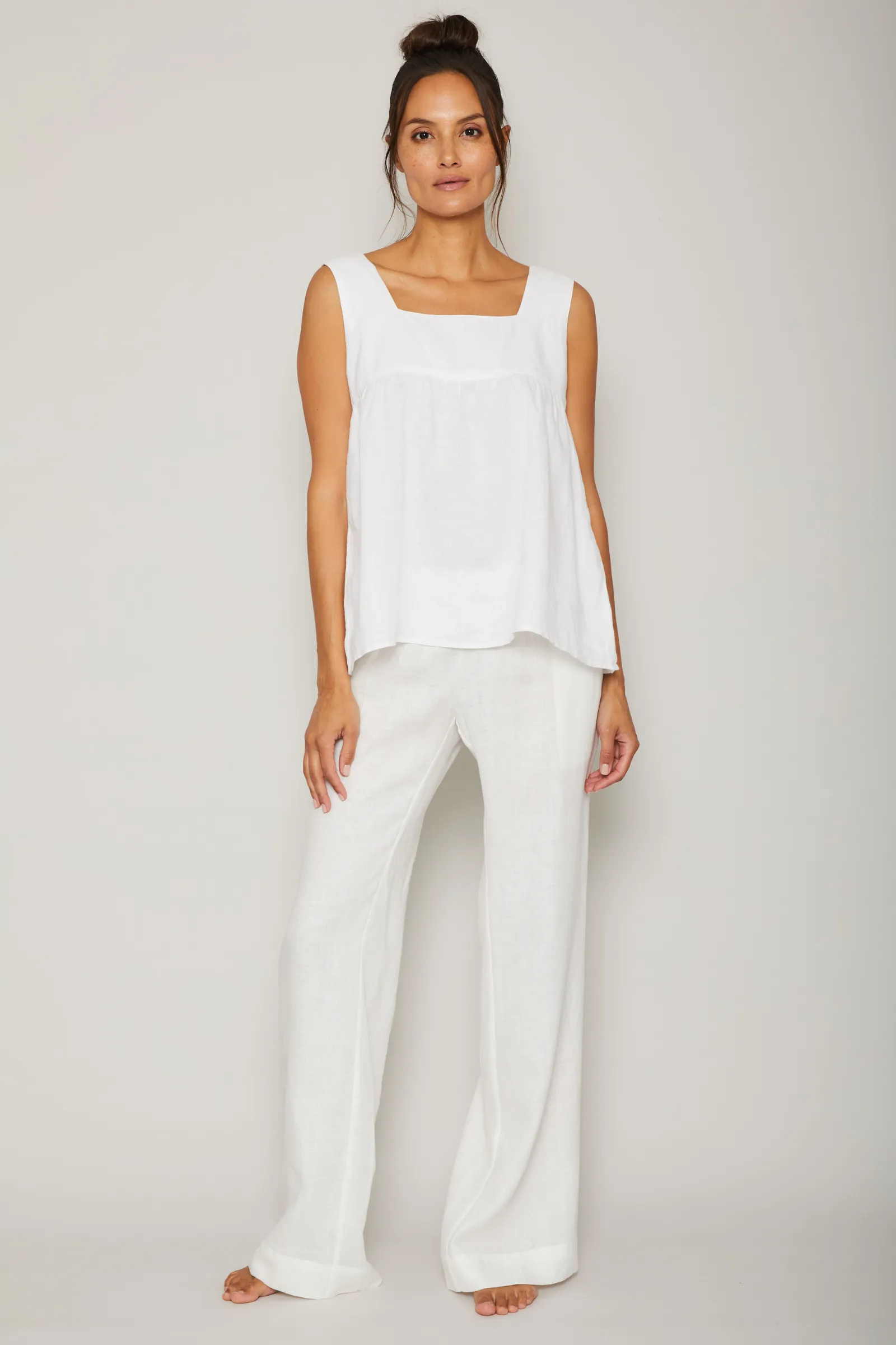 Sleeveless Square Neck Linen Lounge Set
