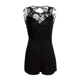 Slim Bodycon Women Rompers Sexy Lace Backless Patchwork Sleeveless Jumpsuit Plus Size Playsuit NW