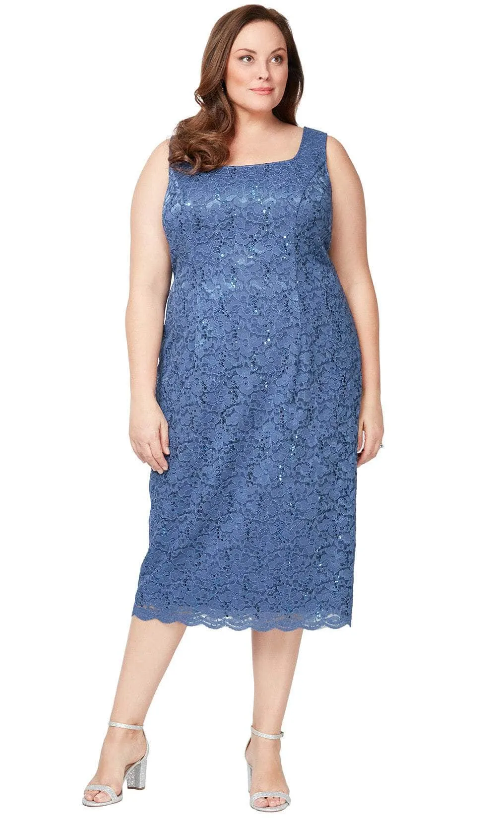 SLNY 9413104 - Floral Lace Plus Size Formal Dress