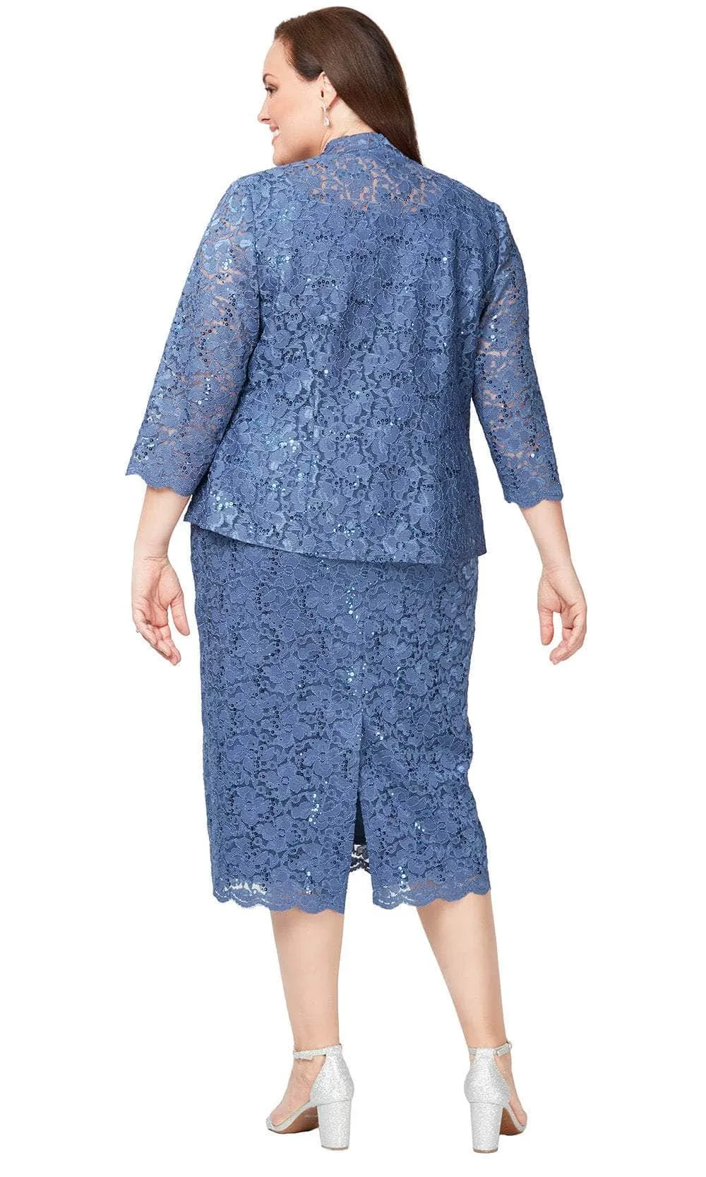 SLNY 9413104 - Floral Lace Plus Size Formal Dress