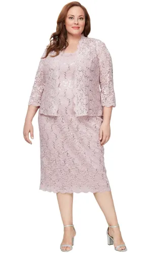 SLNY 9413104 - Floral Lace Plus Size Formal Dress