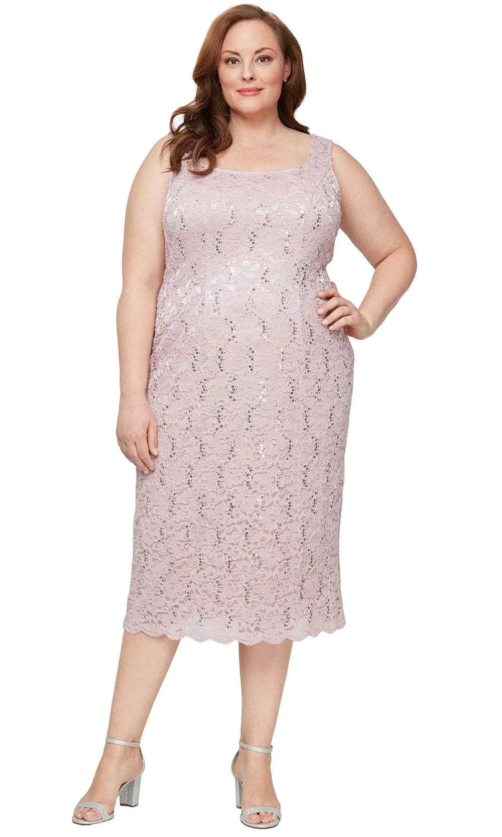 SLNY 9413104 - Floral Lace Plus Size Formal Dress