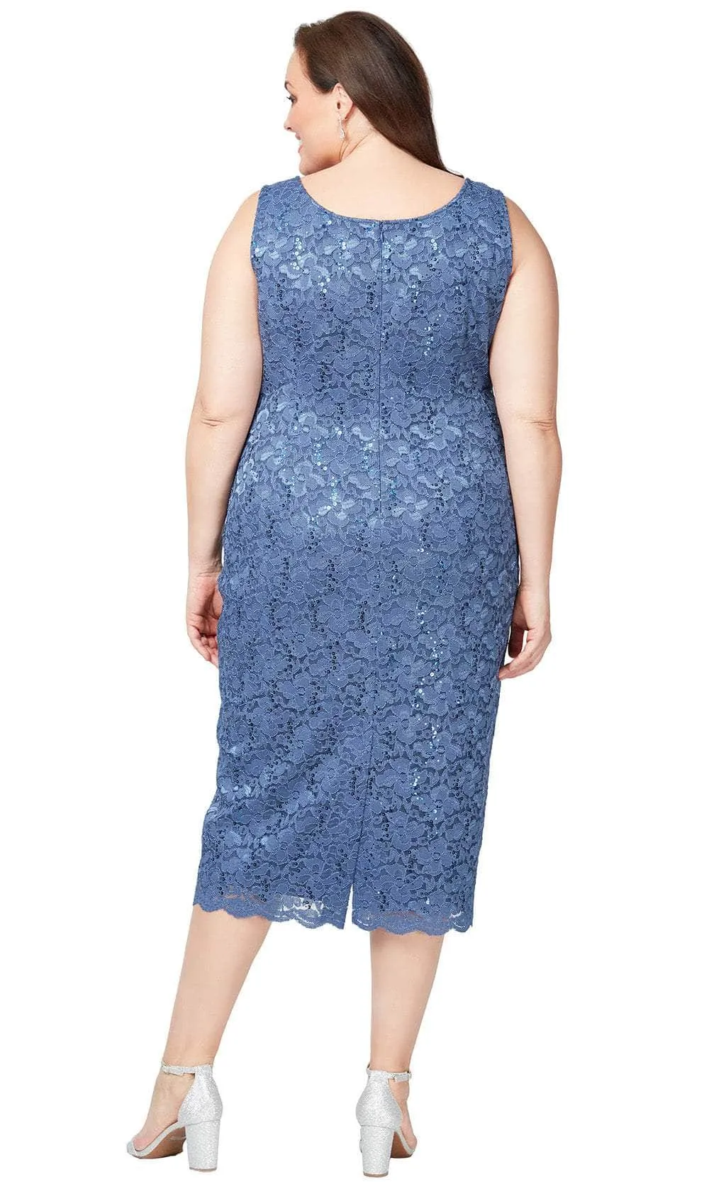 SLNY 9413104 - Floral Lace Plus Size Formal Dress