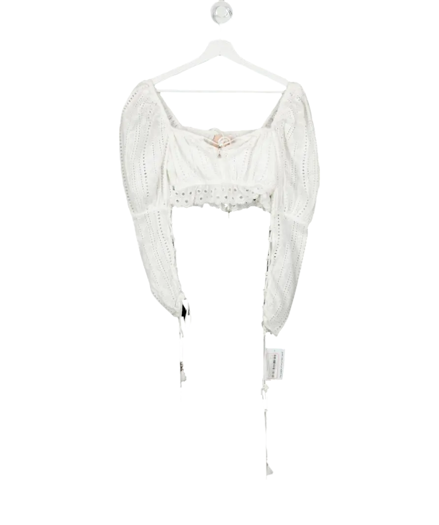 Sofia White Treasure Lace Crop Top UK 8