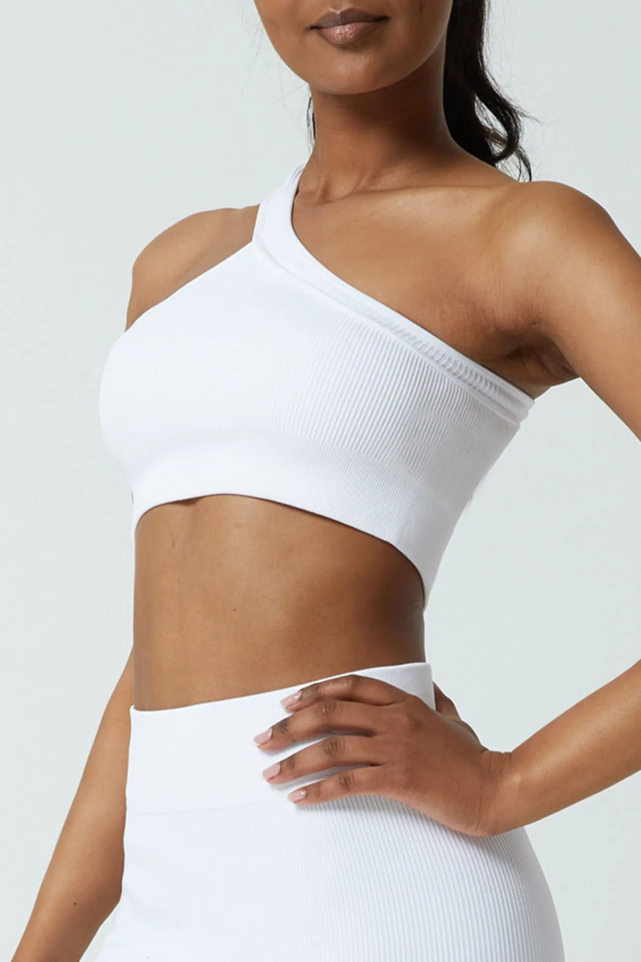 Solid Color One Shoulder Crop Top