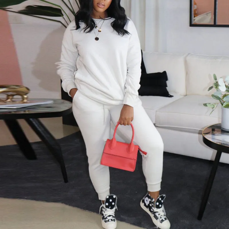 Solid Long Sleeve Top & Pants Set