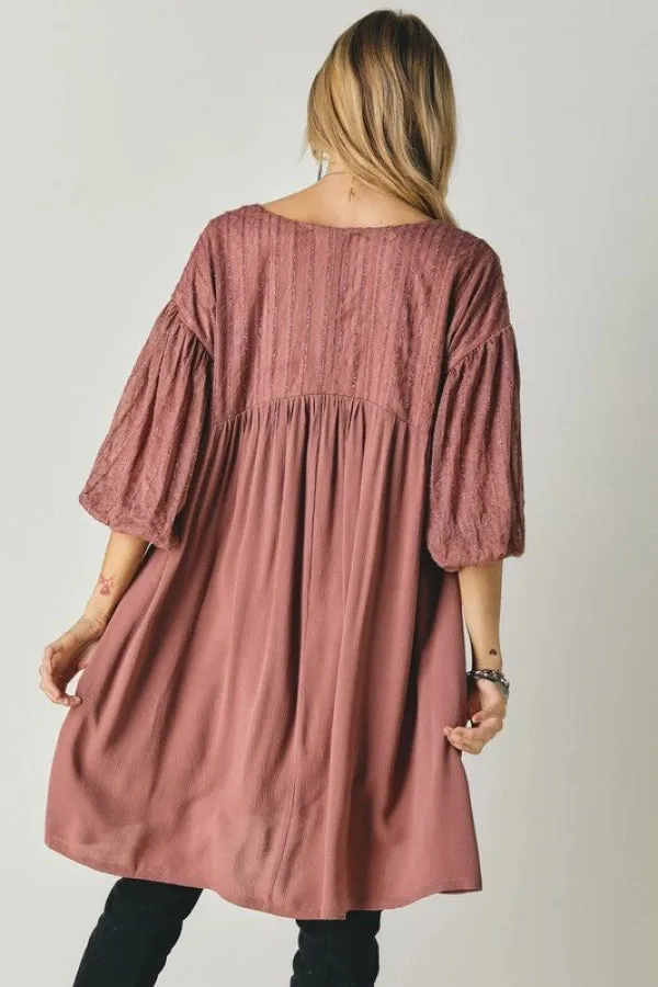 SOLID V NECK SHORT SLEEVE MINI DRESS