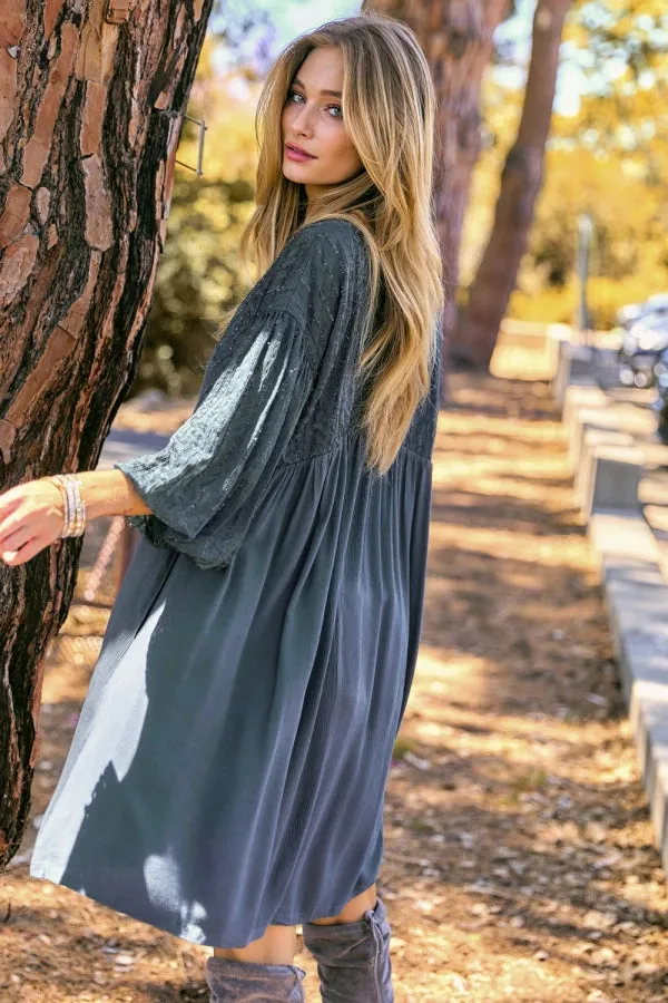 SOLID V NECK SHORT SLEEVE MINI DRESS