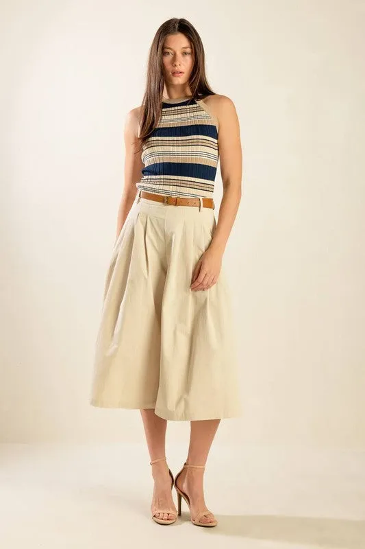 Solid Woven Culotte Pants