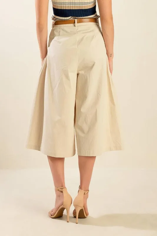 Solid Woven Culotte Pants