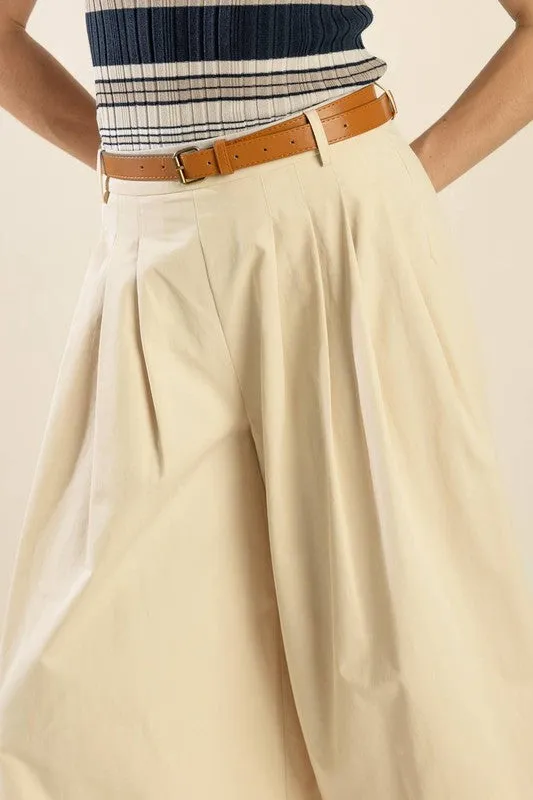 Solid Woven Culotte Pants