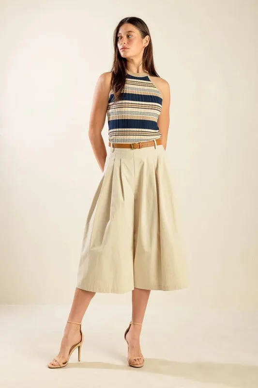 Solid Woven Culotte Pants