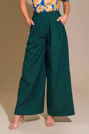 Solid Woven Wide-Leg Pants