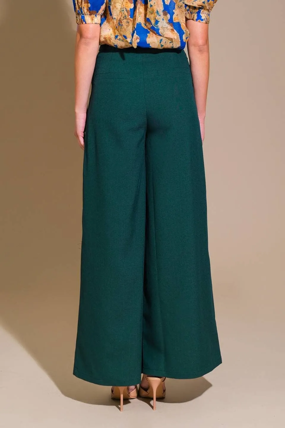 Solid Woven Wide-Leg Pants