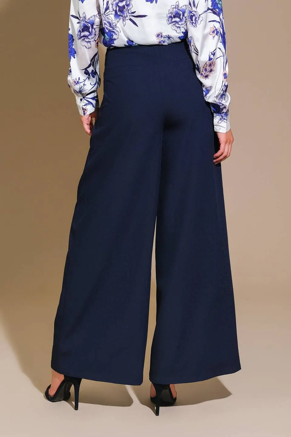 Solid Woven Wide-Leg Pants