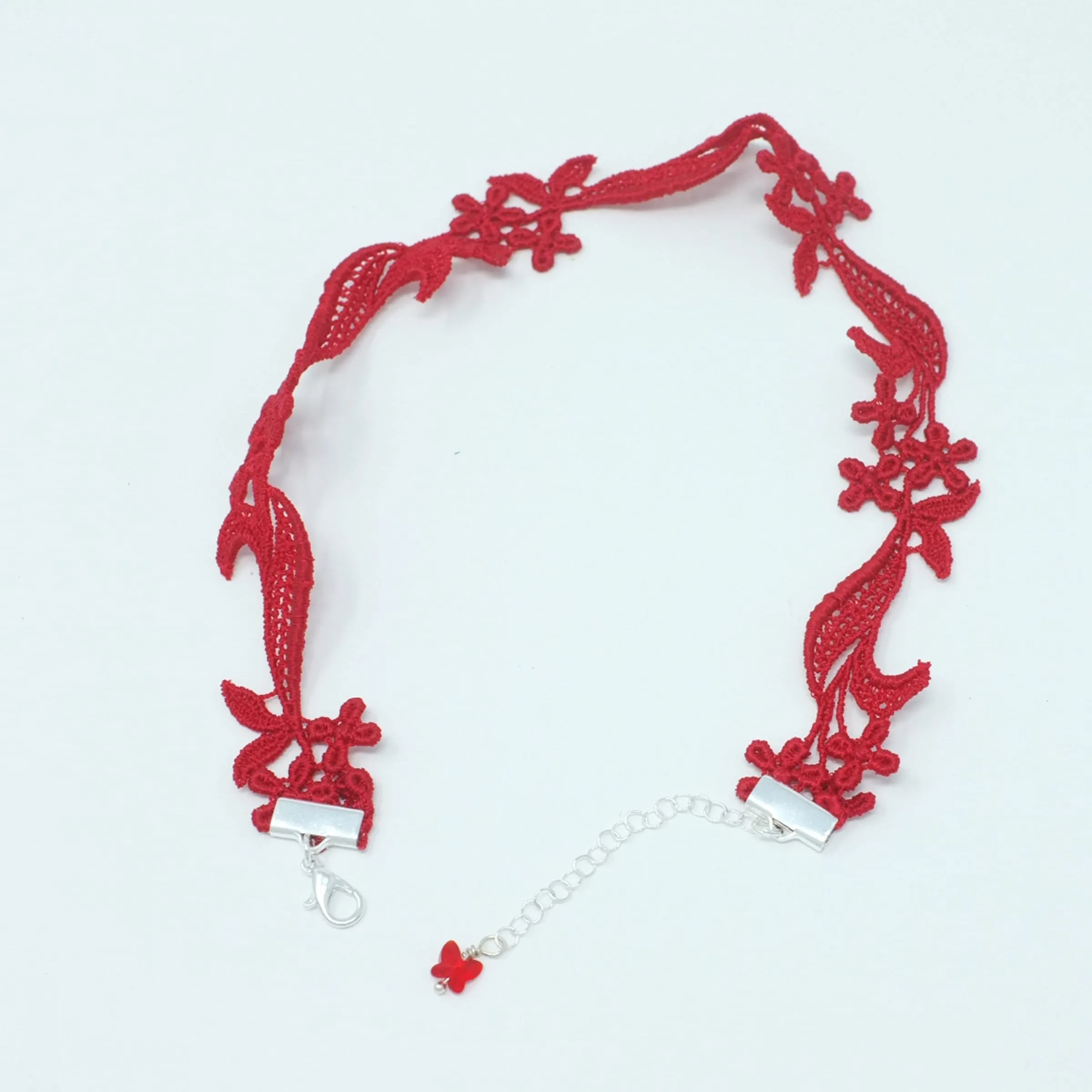 Sophia Red Floral Choker Necklace