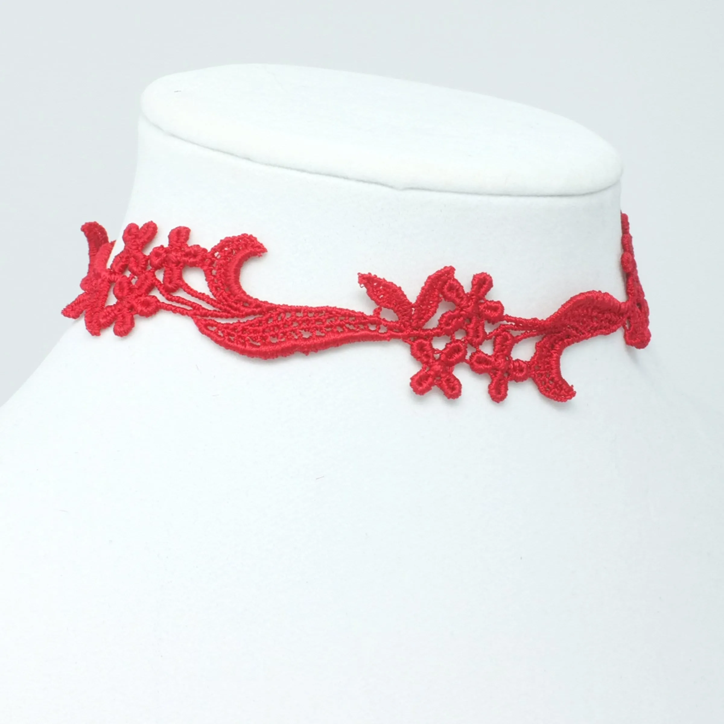 Sophia Red Floral Choker Necklace
