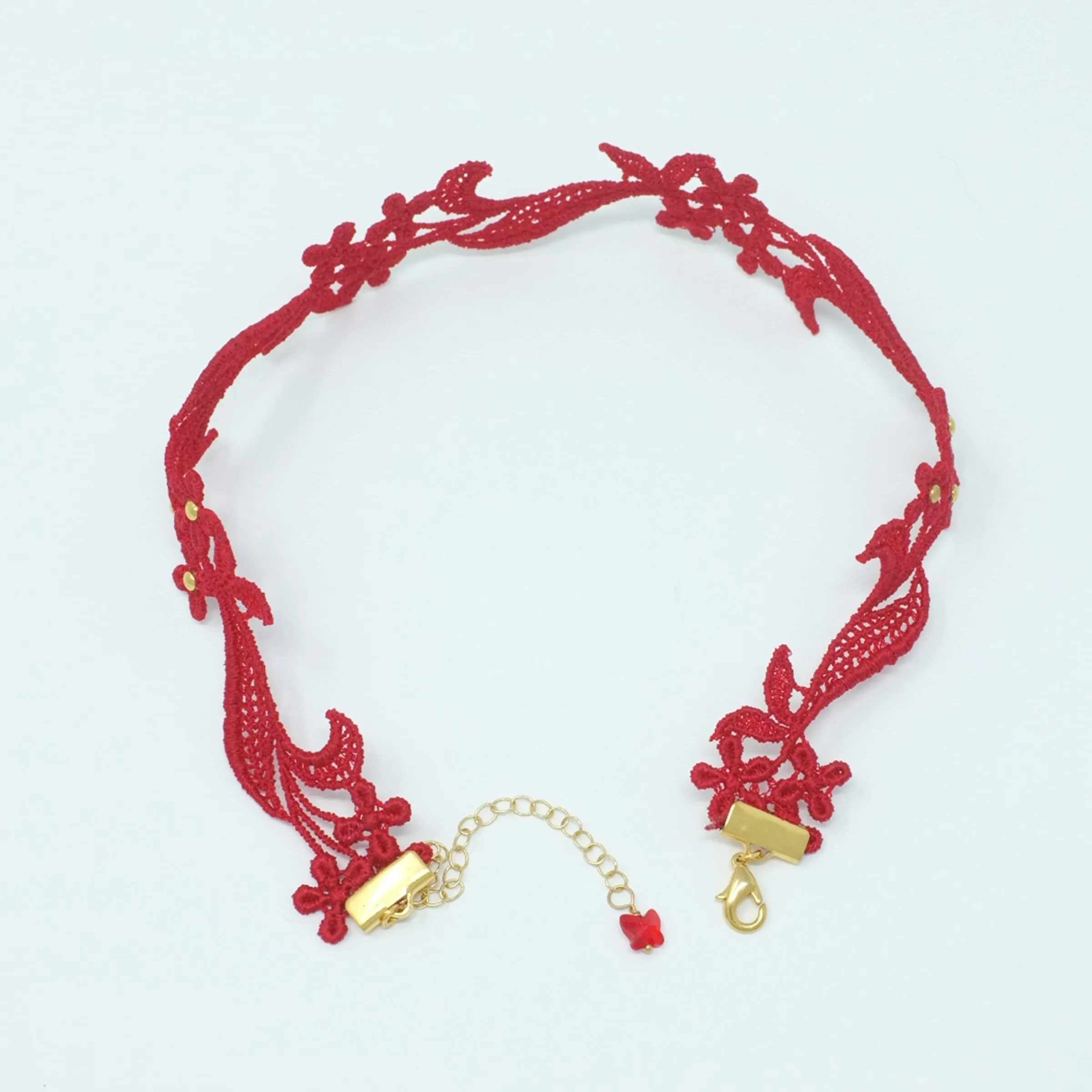 Sophia Red Floral Choker Necklace