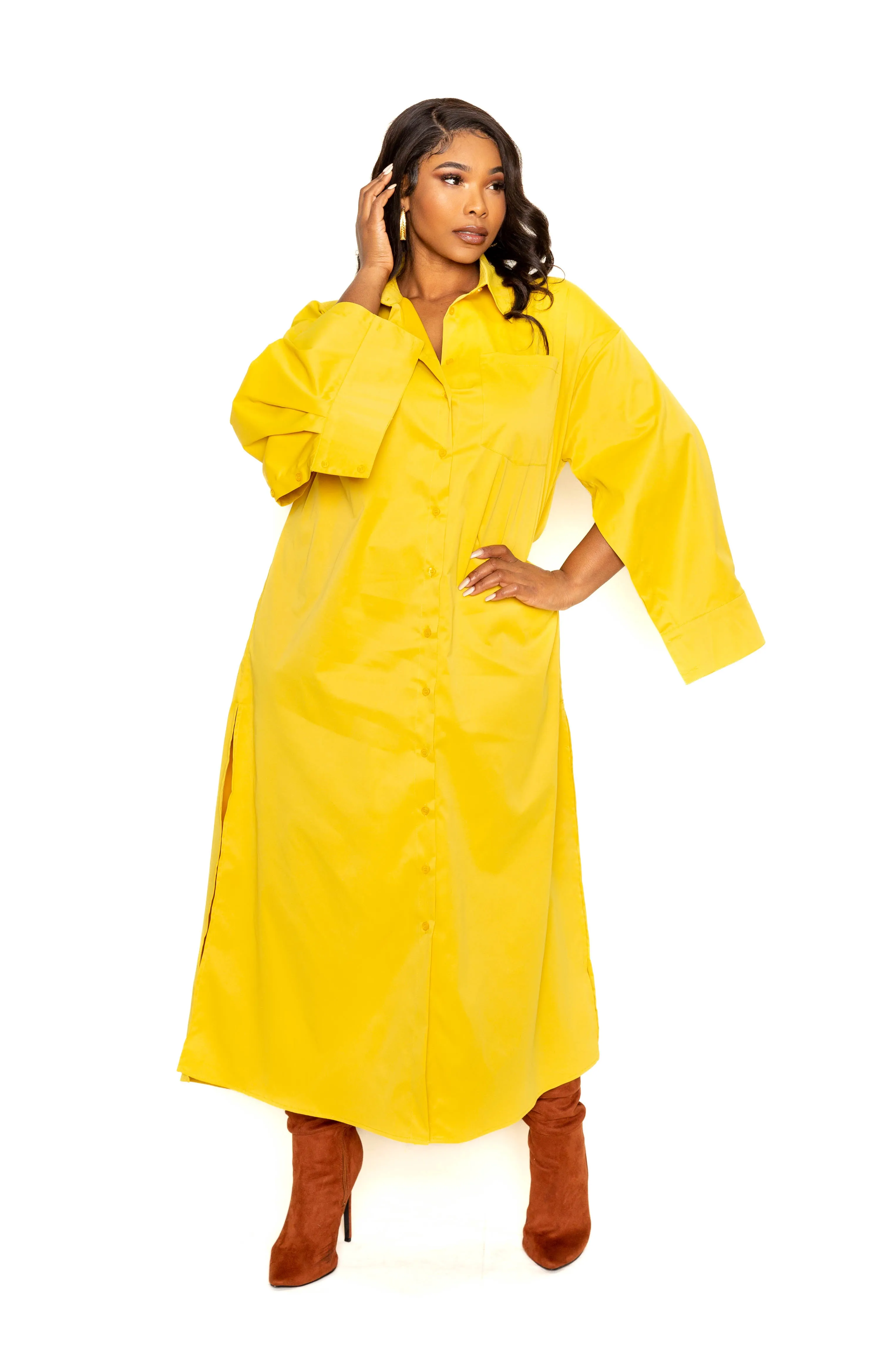 Sophisticated Cape Sleeve Tunic Dress