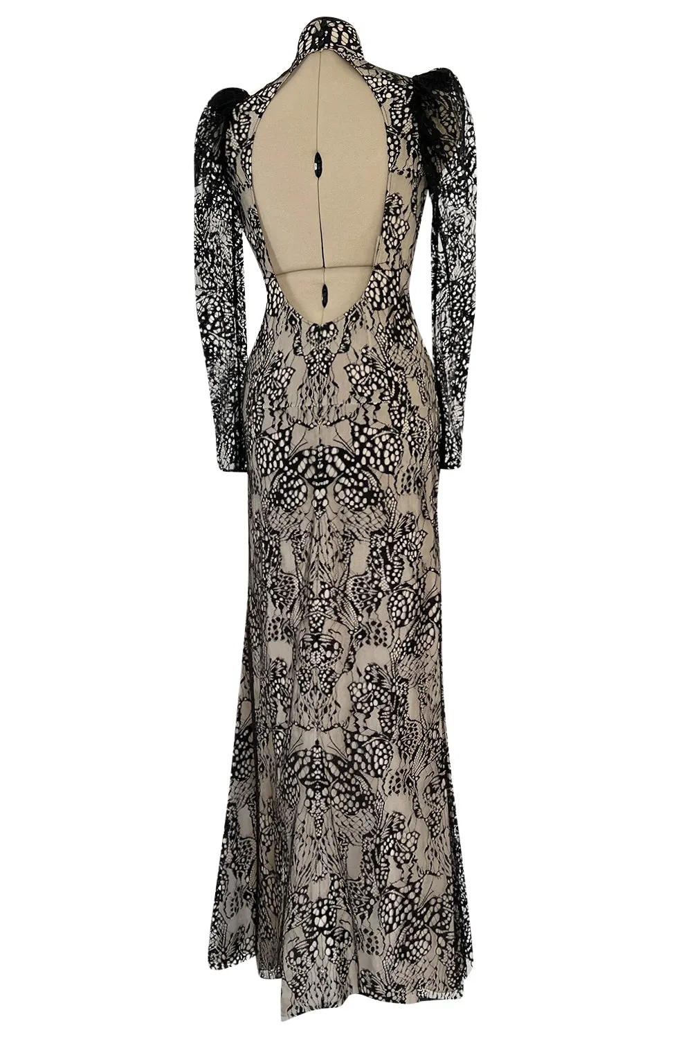 Spectacular Pre-Fall 2016 Alexander McQueen by Sarah Burton Black Nude Lace Dress