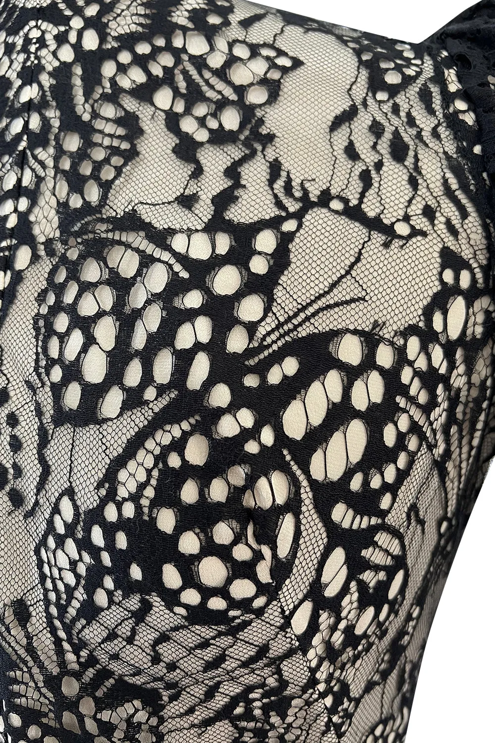 Spectacular Pre-Fall 2016 Alexander McQueen by Sarah Burton Black Nude Lace Dress