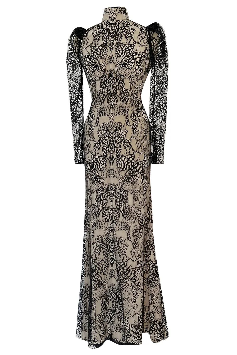 Spectacular Pre-Fall 2016 Alexander McQueen by Sarah Burton Black Nude Lace Dress