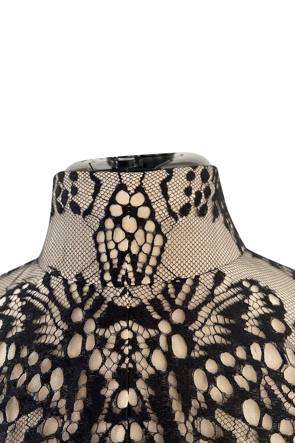 Spectacular Pre-Fall 2016 Alexander McQueen by Sarah Burton Black Nude Lace Dress