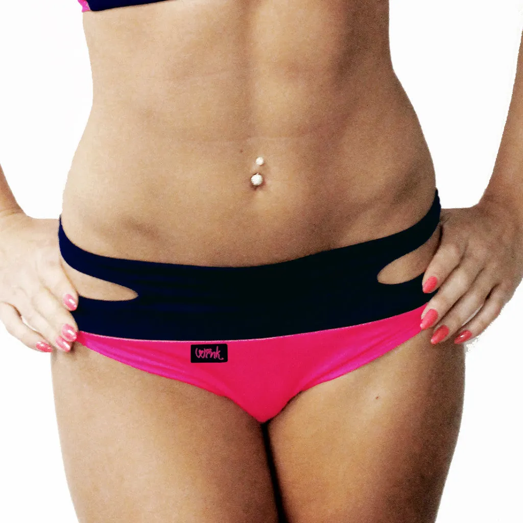 Split Micro Shorts - Black / Red
