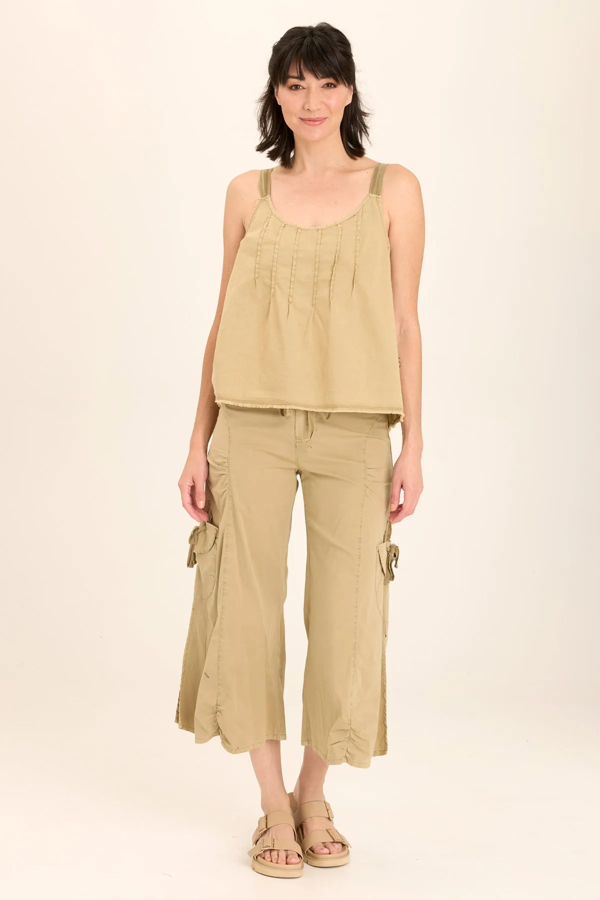 Split Wide-Leg Cargo Gaucho Crop