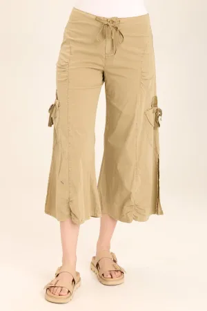 Split Wide-Leg Cargo Gaucho Crop
