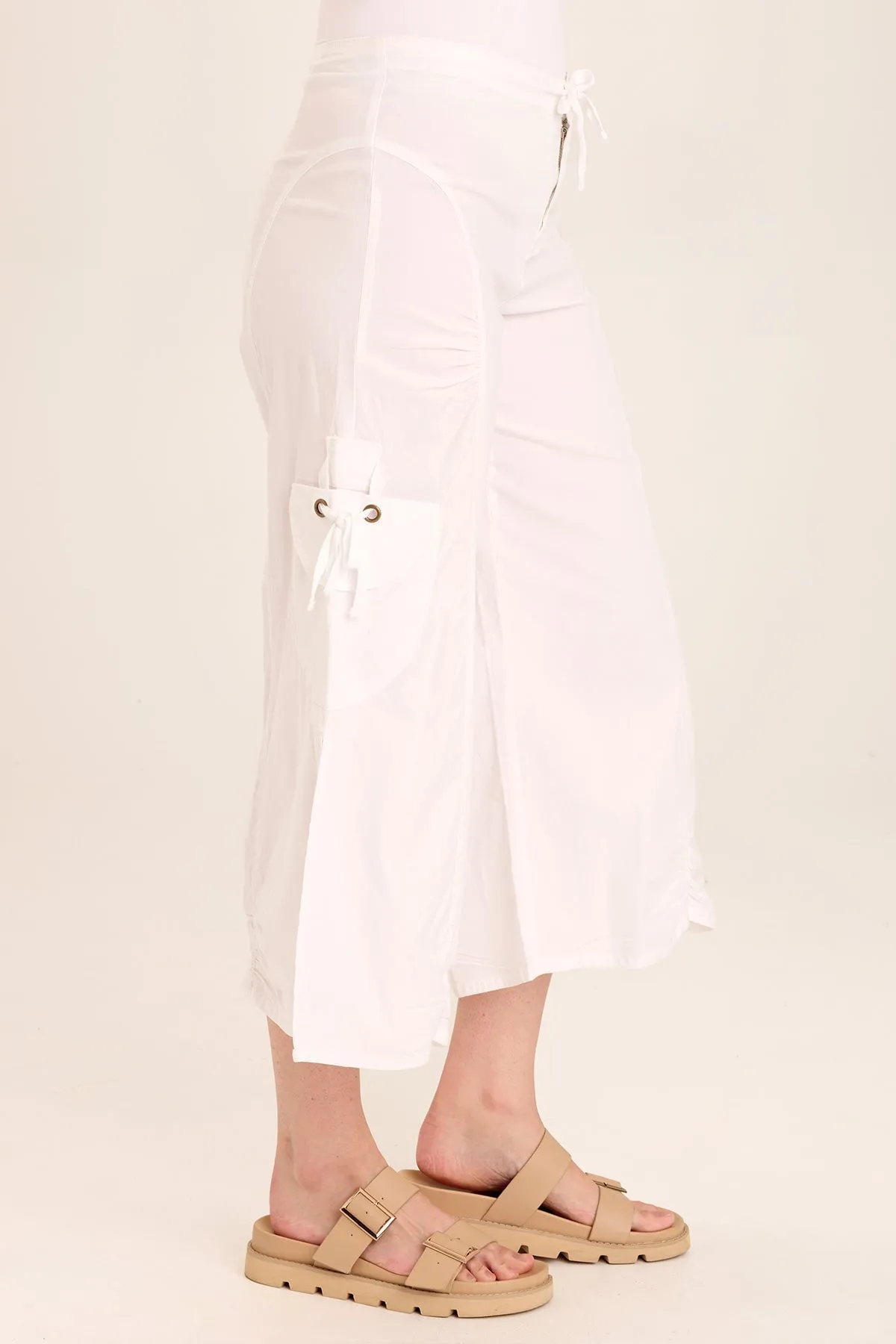 Split Wide-Leg Cargo Gaucho Crop